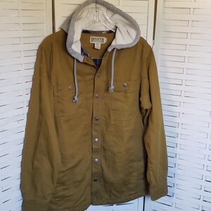 Duluth Trading Co. Flannel plaid lined button down shirt/jacket hoodie s…